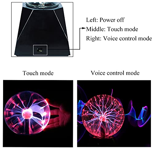 ZTWLEED Bola de Luz de Plasma, Bola de Plasma mágica,Bola de Electricidad Táctil Sensible al Sonido, 6 pulgadas Juguete Educativo Intermitente,Lámpara de Plasma con Flash Físico,Efectos de Luz