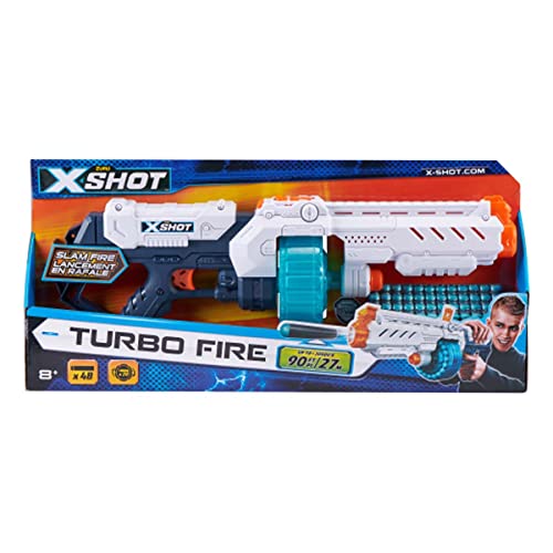 ZURU X-Shot 36350 Excel Turbo Fire - Pistola de Dardos, Color Gris y Azul