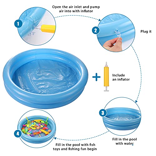 ZWOOS Juguete de Pesca para Niño 60 Piezas Juguete de Pesca Magnético con Caña Flotando Peces y Tarjeta para NiñosJuego de Pesca para Baño y Deportes al Aire Libre para Bebe (60pcs)