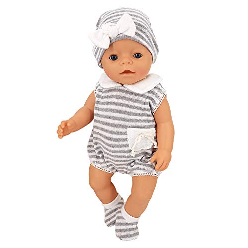 ZWOOS Ropa de Muñecas para New Born Baby Doll, Lindo Atuendo con Sombrero y Calcetines para Muñecas 35-43 cm