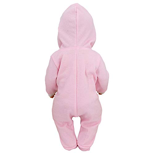 ZWOOS Ropa para Muñecos bebé, Pijama con Capucha para Muñecas 35-43 cm (Conejo Rosa)