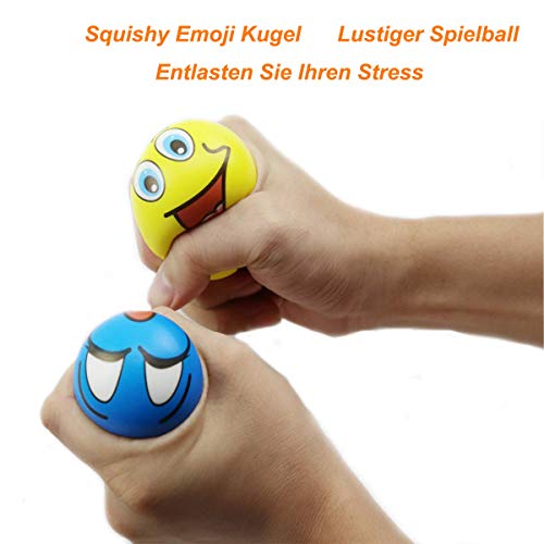 ZYDTRIP 12pcs Bolas Divertidas del Juego de Emoji, Pelota de Juguete Anti estrés, Juguete de la Novedad para el Color clasificado y la Fuente Divertida de la Fiesta del Estilo de Emoji de la Cara