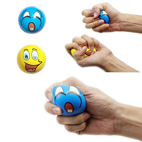 ZYDTRIP 12pcs Bolas Divertidas del Juego de Emoji, Pelota de Juguete Anti estrés, Juguete de la Novedad para el Color clasificado y la Fuente Divertida de la Fiesta del Estilo de Emoji de la Cara