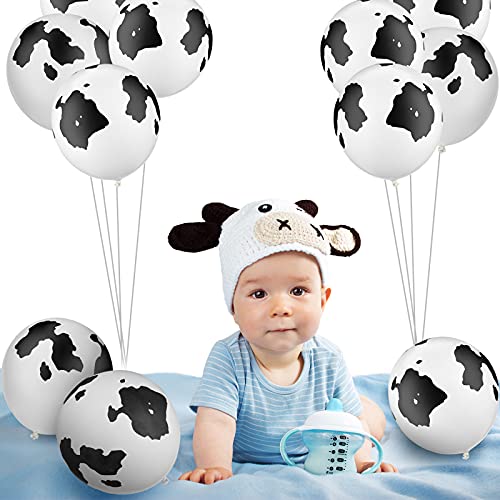 10 Piezas Globos de Látex de Vaca en Blanco y Negro Prop Globos de Vaca con Estampado Divertido para Fiesta de Tema de Animal Suministros de Fiesta Cumpleaños de Niños, 12 Pulgadas