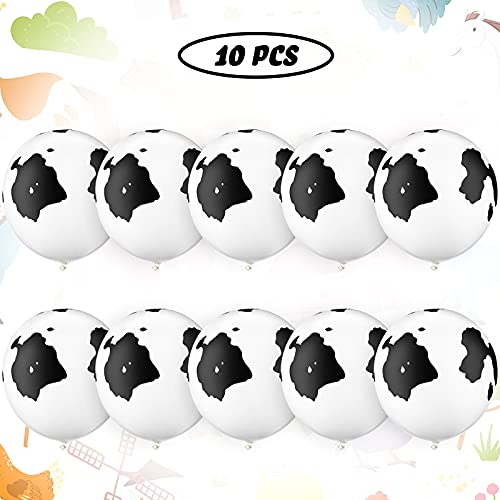 10 Piezas Globos de Látex de Vaca en Blanco y Negro Prop Globos de Vaca con Estampado Divertido para Fiesta de Tema de Animal Suministros de Fiesta Cumpleaños de Niños, 12 Pulgadas