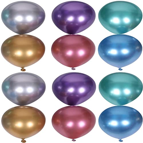 100 Globos Metalizados de Color Mixto, Globos Fiesta de 5 Pulgadas, Globo Metalicos, Globos Forma Redonda, Globos Cumpleaños, Globo Látex para Fiestas de Cumpleaños, Bodas, Aniversarios y Celebracione