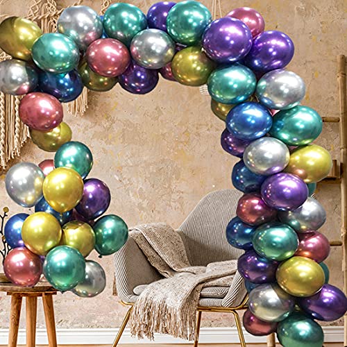 100 Globos Metalizados de Color Mixto, Globos Fiesta de 5 Pulgadas, Globo Metalicos, Globos Forma Redonda, Globos Cumpleaños, Globo Látex para Fiestas de Cumpleaños, Bodas, Aniversarios y Celebracione