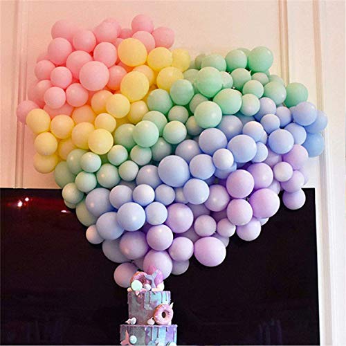 100 Globos Multicolor Pastel de Látex de 10"/25cm y 5"/13cm Globos por Helio. Decoraciones y Accesorios para Fiestas de Cumpleaños y Bautizo