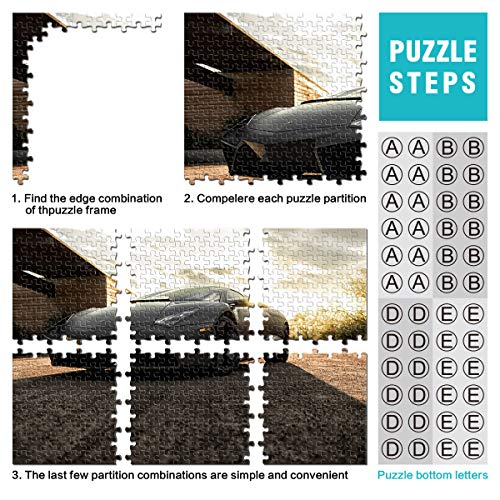 1000 Piezas Rompecabezas para Adultos Juegos de Rompecabezas Negro Lamborghini Super Classic Puzzle 1000 Piezas Coche Deportivo Juego de Rompecabezas desafiante, Gran opción de Regalo 75x50cm