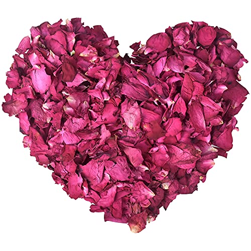 100g Pétalos de Rosa Secos, Naturales Petalos de Rosa para Pies Baño SPA, Real Pétalos de Flor Confeti para Decoración Bodas Fiestas día San Valentín