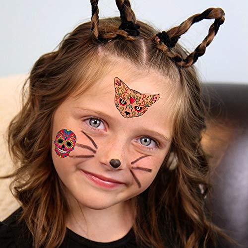 100x halloween Tatuajes Temporales Para Niños Niñas, halloween mascarada Día de los Muertos esqueleto cráneo tatuajes adhesivos para adultos niños infantiles Fiesta de Halloween regalo Bolsas Relleno