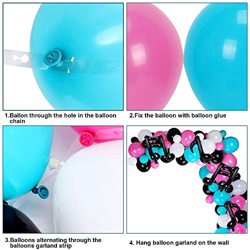 113 Pieza TIK ToK Globos Guirnalda Arco Kit Fiestas de Cumpleaños Decoracion Látex Globos Música Nota Globos Helio para Niñas Celebraciones Musical Cumpleaños 4 5 6 7 8 -12 Años