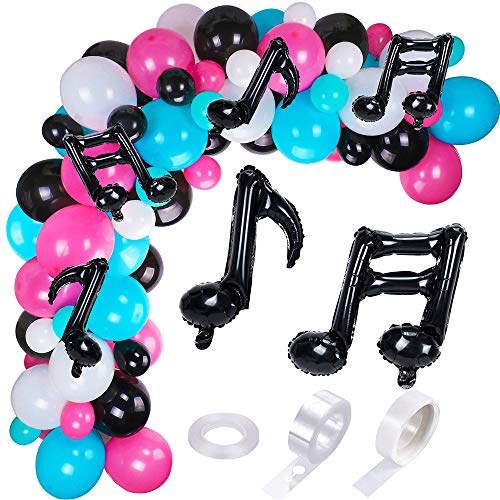 113 Pieza TIK ToK Globos Guirnalda Arco Kit Fiestas de Cumpleaños Decoracion Látex Globos Música Nota Globos Helio para Niñas Celebraciones Musical Cumpleaños 4 5 6 7 8 -12 Años