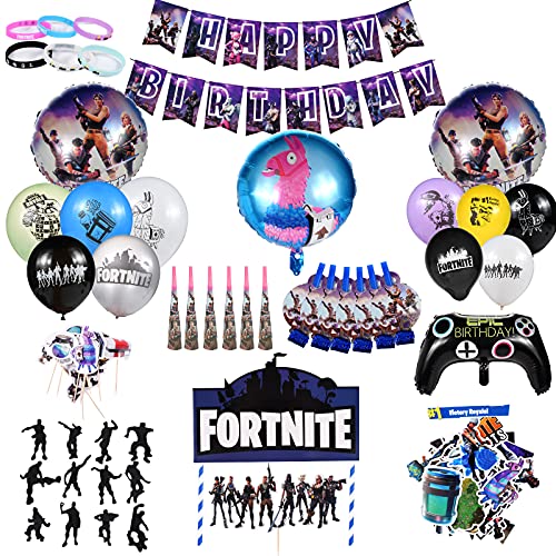 123 Globos Decoracion, Decoración de la Fiesta de Videojuegos, Tema de Videojuegos con Globos para Fiesta de Cumpleaños de Niños Incluidas Pegatinas De Pulsera