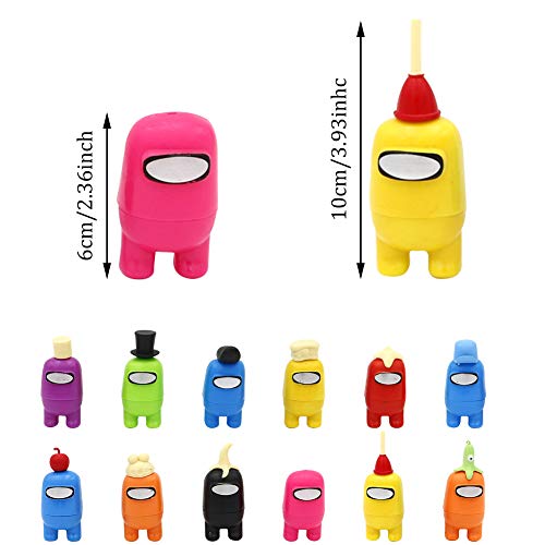 12pcs Among Us Merch Figurine, Mini Cute Figuras de juego Colección Juguetes Muñecas extraíbles Adornos Cumpleaños para fanáticos de los juegos Niños Adultos (12 estilos)