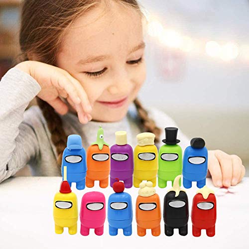 12pcs Among Us Merch Figurine, Mini Cute Figuras de juego Colección Juguetes Muñecas extraíbles Adornos Cumpleaños para fanáticos de los juegos Niños Adultos (12 estilos)