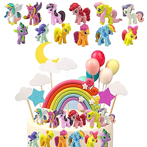 12Pcs Unicornio Decoración de Tartas,Juego de tarta mini muñecas unicornio,Unicornio Cake Topper Figuras Party Supplies Cake Decorations para Niños Niñas Regalo Decoraciones de Fiesta de Cumpleaños