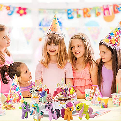 12Pcs Unicornio Decoración de Tartas,Juego de tarta mini muñecas unicornio,Unicornio Cake Topper Figuras Party Supplies Cake Decorations para Niños Niñas Regalo Decoraciones de Fiesta de Cumpleaños