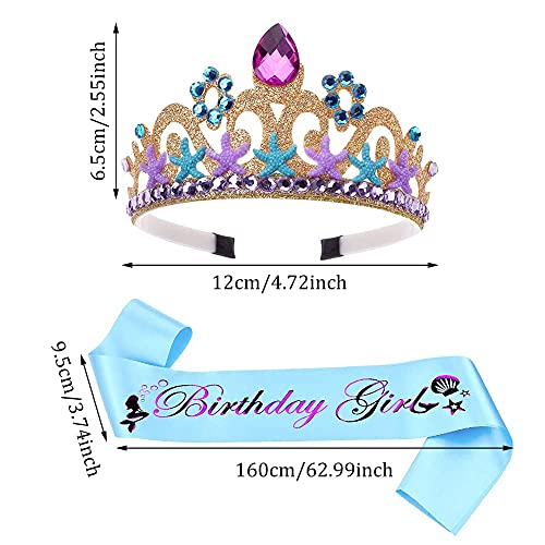 2 piezas Tiara de corona sirena,corona de princesa para vestir,palabra morada con purpurina,para niñas,mujeres,suministros para fiestas de cumpleaños decoraciones