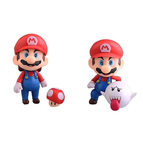 2 Uds Super Mario Ghost PVC Figuras De Acción 10Cm Sapo Coche Abierto Modelo De Decoración De Juguete Navidad Regalos para Niños Muñeca