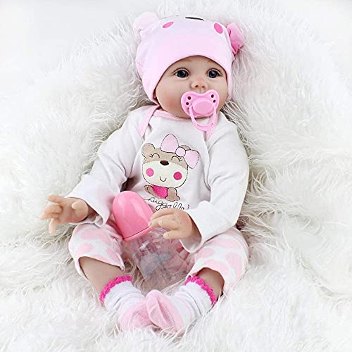 22 Pulgadas Reborn bebé Muñecos Reborn Muñeca Vinilo de Silicona Suave Babies Reborn Baby Doll Niña Boca magnética Niños Juguetes Conjunto