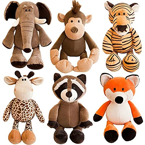 25cm E 25cm Cute Stuffed Animals Plush Toy Raccoon Elephant Giraffe Fox Lion Tiger Monkey Dog Plush Animal Toy For Children's Soft Toys