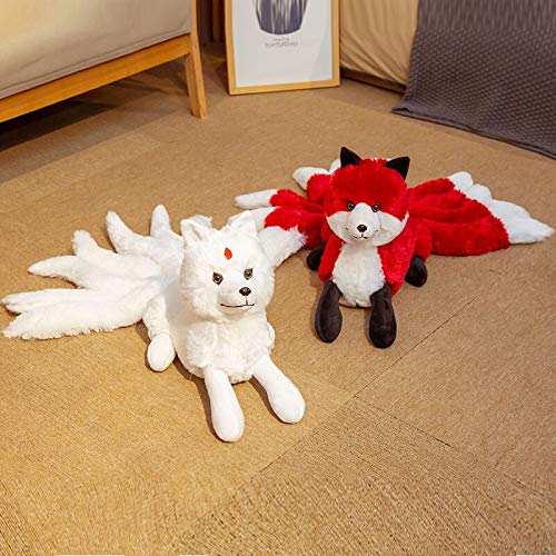 26 / 32cm Realista Nueve Colas Fox Peluches Animal de Peluche Fox Nueve Colas Kitsune Muñecas Regalos creativos para niñas Blanco Zorro Rojo Juguetes 26x56cm Rojo