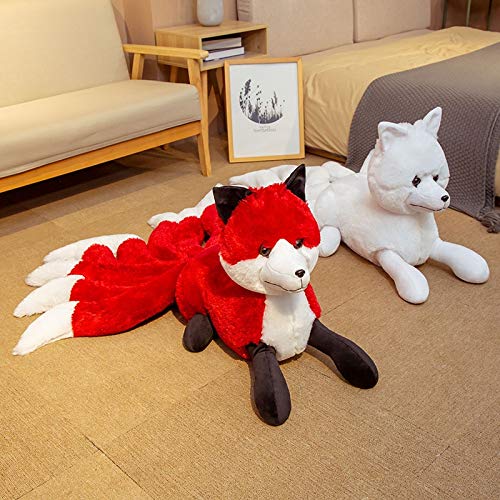 26 / 32cm Realista Nueve Colas Fox Peluches Animal de Peluche Fox Nueve Colas Kitsune Muñecas Regalos creativos para niñas Blanco Zorro Rojo Juguetes 26x56cm Rojo