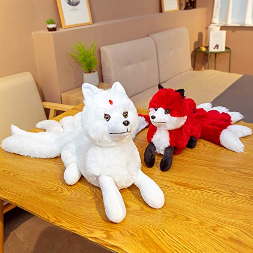 26 / 32cm Realista Nueve Colas Fox Peluches Animal de Peluche Fox Nueve Colas Kitsune Muñecas Regalos creativos para niñas Blanco Zorro Rojo Juguetes 26x56cm Rojo