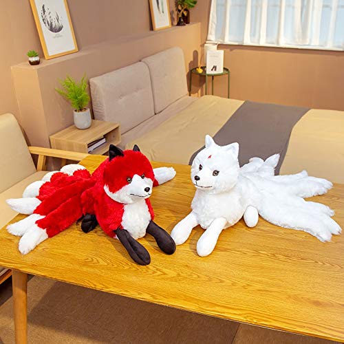 26 / 32cm Realista Nueve Colas Fox Peluches Animal de Peluche Fox Nueve Colas Kitsune Muñecas Regalos creativos para niñas Blanco Zorro Rojo Juguetes 26x56cm Rojo