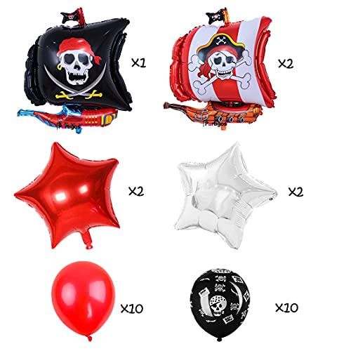 27 Piezas Exquisitos Globos Con Motivo Pirata, Decoración Para Fiestas de Niños,Globos Piratas, Doyomtoy Diseño de Niño Pirata, Globo de Halloween,Globos de Papel de Barco Pirata, Globos de Calavera