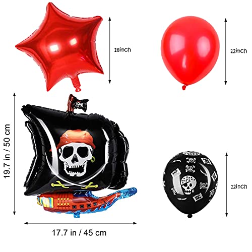 27 Piezas Exquisitos Globos Con Motivo Pirata, Decoración Para Fiestas de Niños,Globos Piratas, Doyomtoy Diseño de Niño Pirata, Globo de Halloween,Globos de Papel de Barco Pirata, Globos de Calavera