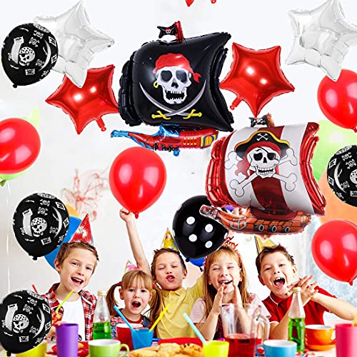 27 Piezas Exquisitos Globos Con Motivo Pirata, Decoración Para Fiestas de Niños,Globos Piratas, Doyomtoy Diseño de Niño Pirata, Globo de Halloween,Globos de Papel de Barco Pirata, Globos de Calavera