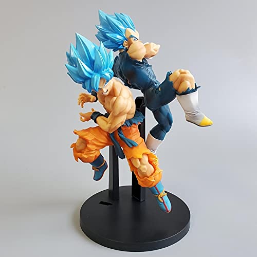 2Pcs / Cartoon Anime Game Dragon Ball Super Movie Broly Tag Fighters Goku Vegeta Figura De Acción Dragon Ball Z SSJ Blue Hair Figura Juguetes 17Cm, Regalos para Niños