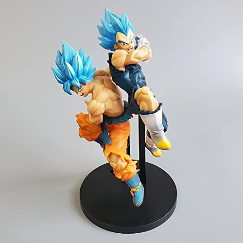 2Pcs / Cartoon Anime Game Dragon Ball Super Movie Broly Tag Fighters Goku Vegeta Figura De Acción Dragon Ball Z SSJ Blue Hair Figura Juguetes 17Cm, Regalos para Niños