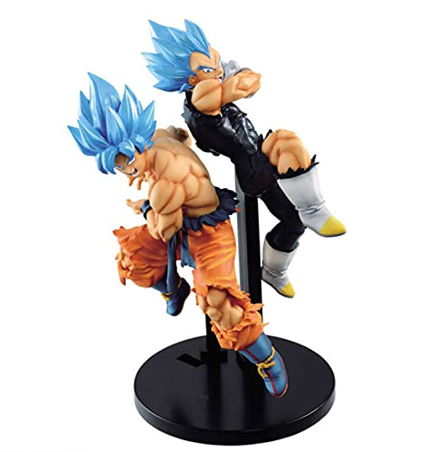 2Pcs / Cartoon Anime Game Dragon Ball Super Movie Broly Tag Fighters Goku Vegeta Figura De Acción Dragon Ball Z SSJ Blue Hair Figura Juguetes 17Cm, Regalos para Niños