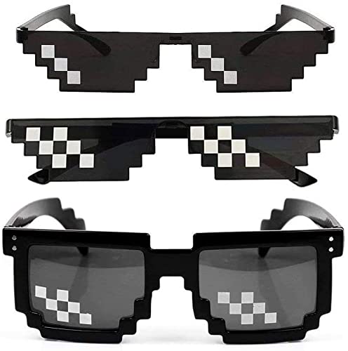 3 Pack Gafas Pixeladas Gafas de Sol Thug Life Mosaico Ojo Desgaste Unisex