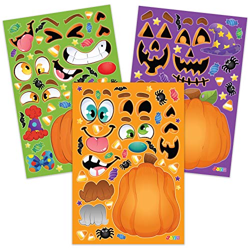 36 Hojas de Pegatinas de Calabaza Halloween Hacer Su Mezcla de Personajes Propios y Combinar Hojas de Pegatinas con 3 Expresiones Faciales Diferentes Artesanía infantil