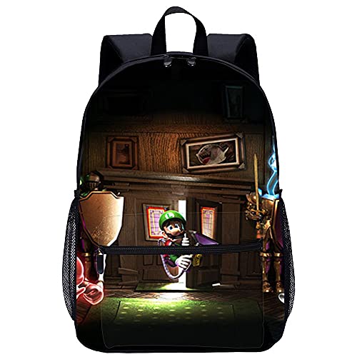 3D Escolar Mochila con Mochilas infantiles-Mansión de Luigi-Adecuado para: estudiantes de primaria y secundaria, la mejor opción para viajes al aire libre-Tamaño: 45x30x15 cm / 17 pulgadas-Capacida