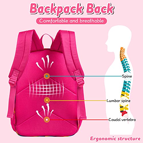 3PCS Mochila para niños con lonchera Caja de lápices Mochila Escolar Impermeable Transparente para niñas Unicornio Rosa