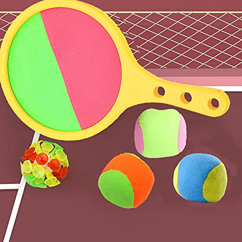 4 Piezas Deportivos de Lanzamiento de Playa Juegos Pelota de Velcro Para Niños Juegos de Lanzar y Atrapar Pelota Juguete de Bola Con Ventosa Para Niños Lanzamiento y Captura Deportiva Para Jardín