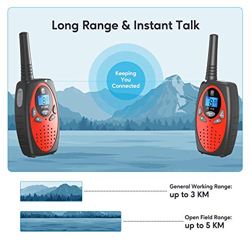 4 Walkie Talkie,16 Canales Función VOX Rango de 3KM 10 Tonos de Llamada con LCD Retroiluminada Walky Talky,Regalos para Actividades Externas, Camping