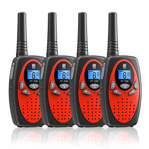 4 Walkie Talkie,16 Canales Función VOX Rango de 3KM 10 Tonos de Llamada con LCD Retroiluminada Walky Talky,Regalos para Actividades Externas, Camping