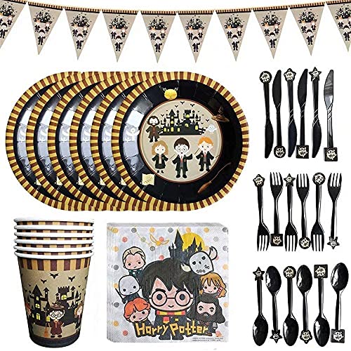 41PCS vajilla de la fiesta de cumpleaños juego de tazas y platos de papel toallas de papel banderas cuchillas horquillas cucharas para la fiesta de cumpleaños de los niños artículos de decoración