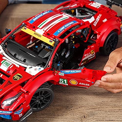 42125 Technic Technic Ferrari 488 GTE, 1677 Piezas Technic Super Sports Car Exclusivo Juego De Construcción De Modelos Coleccionables Compatible Con Lego Static,48 * 13 * 21cm