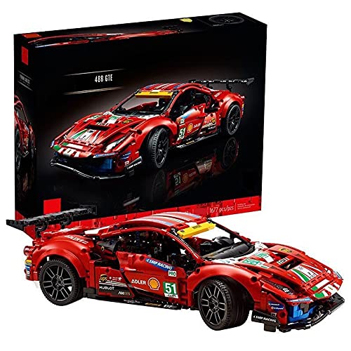 42125 Technic Technic Ferrari 488 GTE, 1677 Piezas Technic Super Sports Car Exclusivo Juego De Construcción De Modelos Coleccionables Compatible Con Lego Static,48 * 13 * 21cm