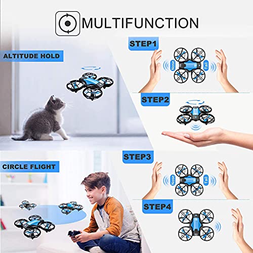 4DRC V8 Mini Drone para Niños, RC Helicopter Quadcopter con Control Remoto, 3D Flips, Modo sin Cabeza, Estabilización de Altitud, 3 Velocidades,3 Baterías, Regalo para Niños y Principiantes