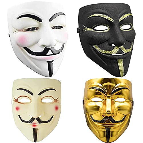 4PCS Máscara de Hacker V para Vendetta Máscara Disfraz de Halloween Accesorios de Fiesta de Cosplay