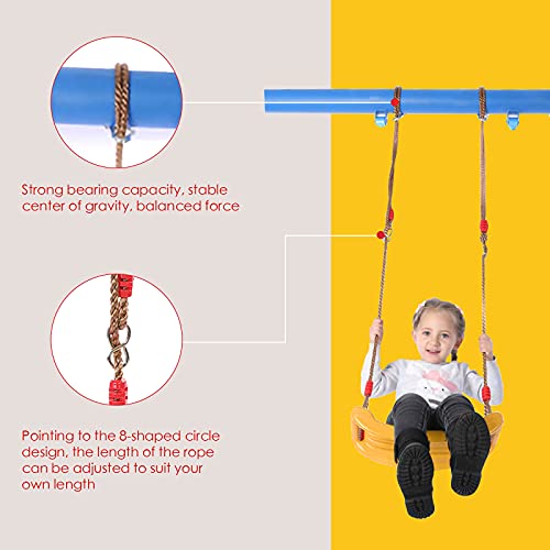 4YANG Asiento de Columpio para Niños, Columpio para Sentarse a Bordo con Cuerda Ajustable, Asiento de Suspensión Desmontable, Accesorios de Equipos de Entretenimiento en Interiores y Exteriores