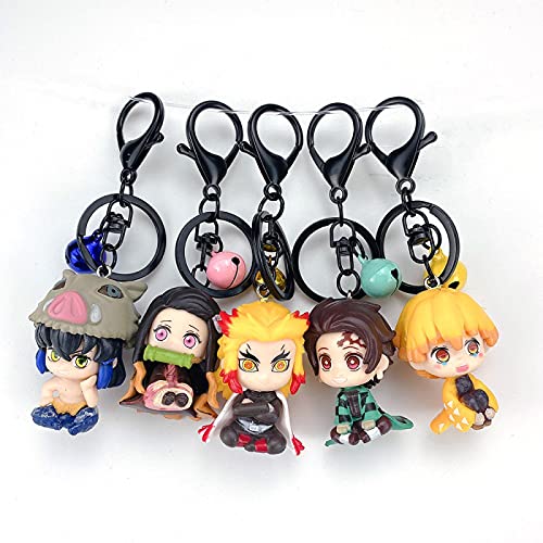 5 Piezas Anime Demon Slayer Kimetsu No Yaiba Figura Kamado Tanjirou Kamado Nezuko Hashibira Inosuke Llavero Colgante Juguetes Regalo